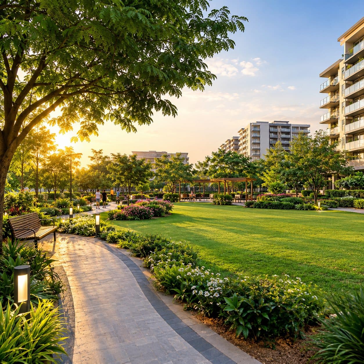 Golden Hour Courtyard Park