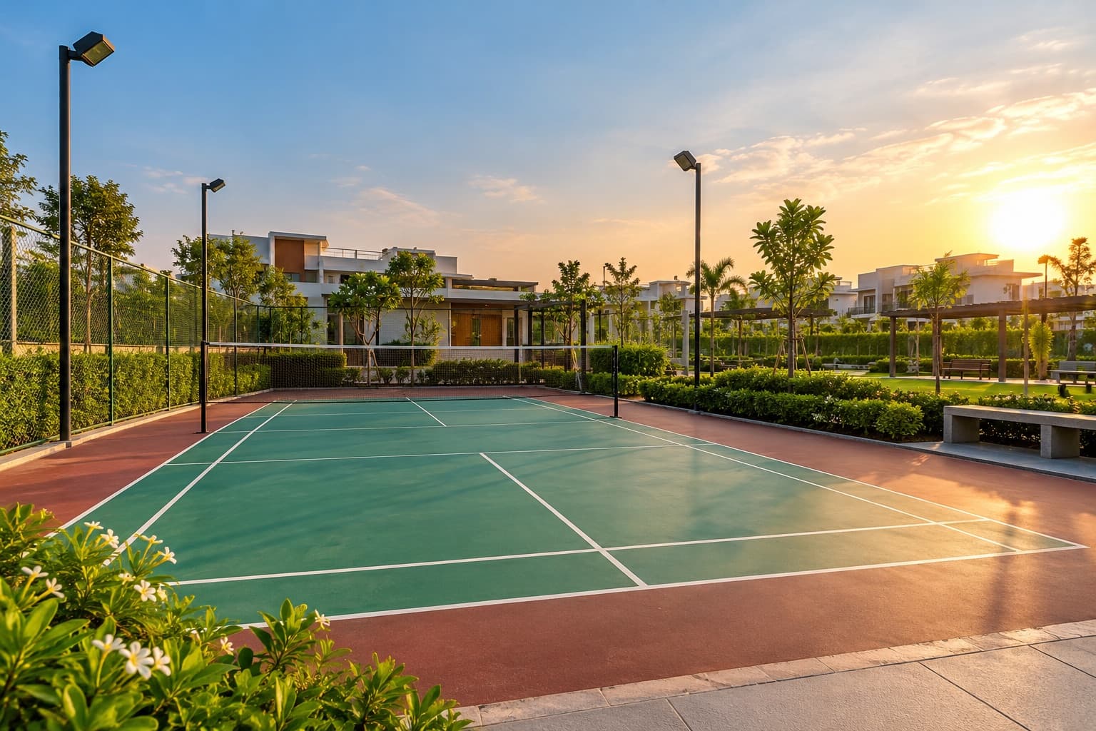 Golden Hour Badminton Court Retreat